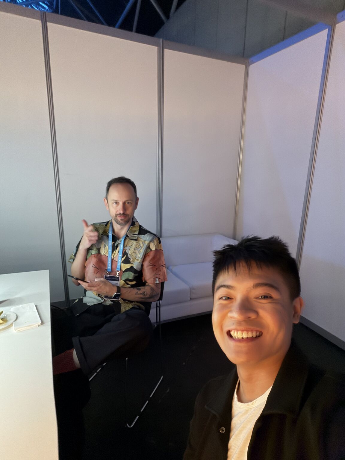 Benson Lao with a collaborator backstage at Cisco Live