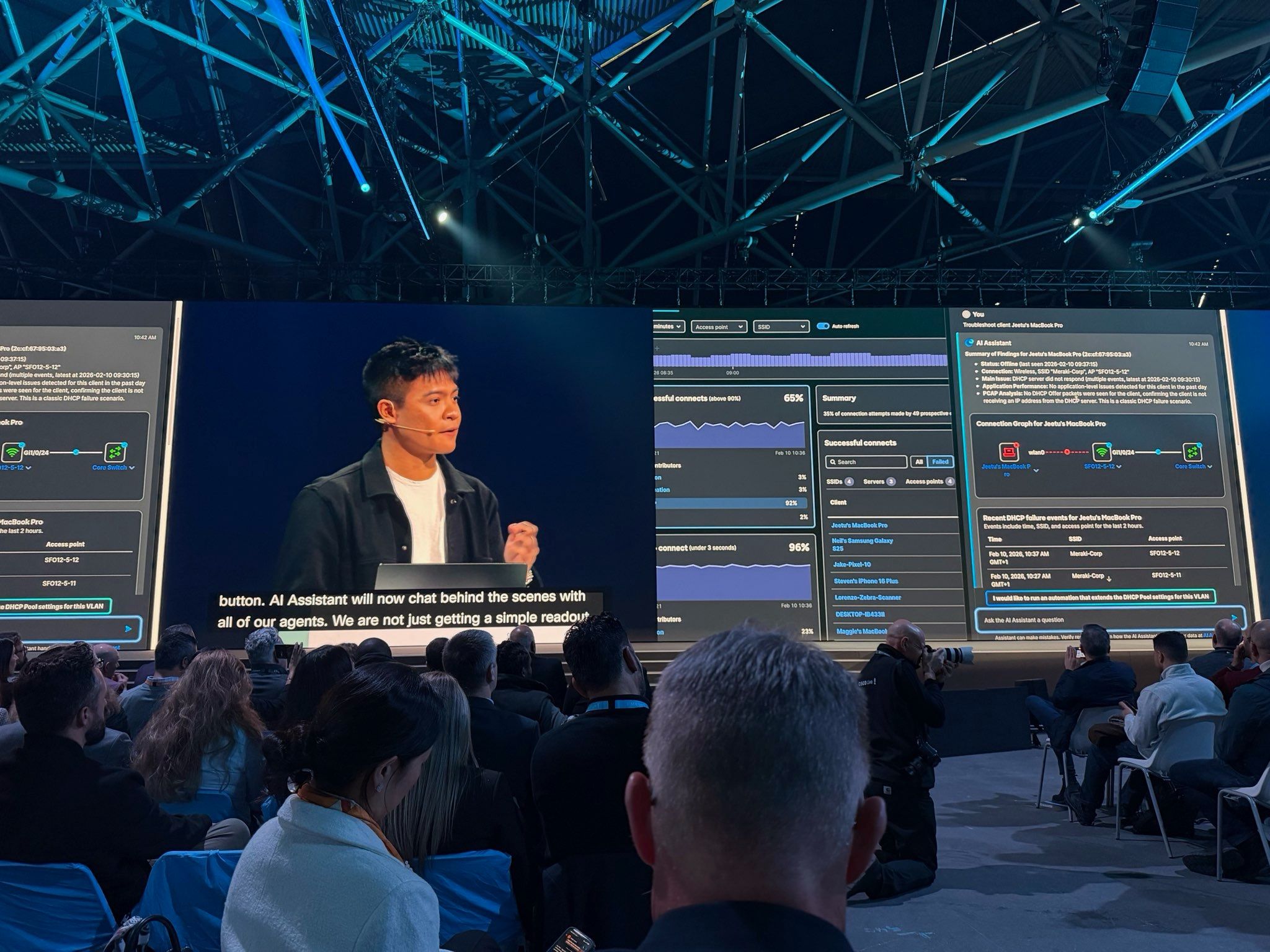 Benson Lao demonstrating the AgenticOps experience onstage