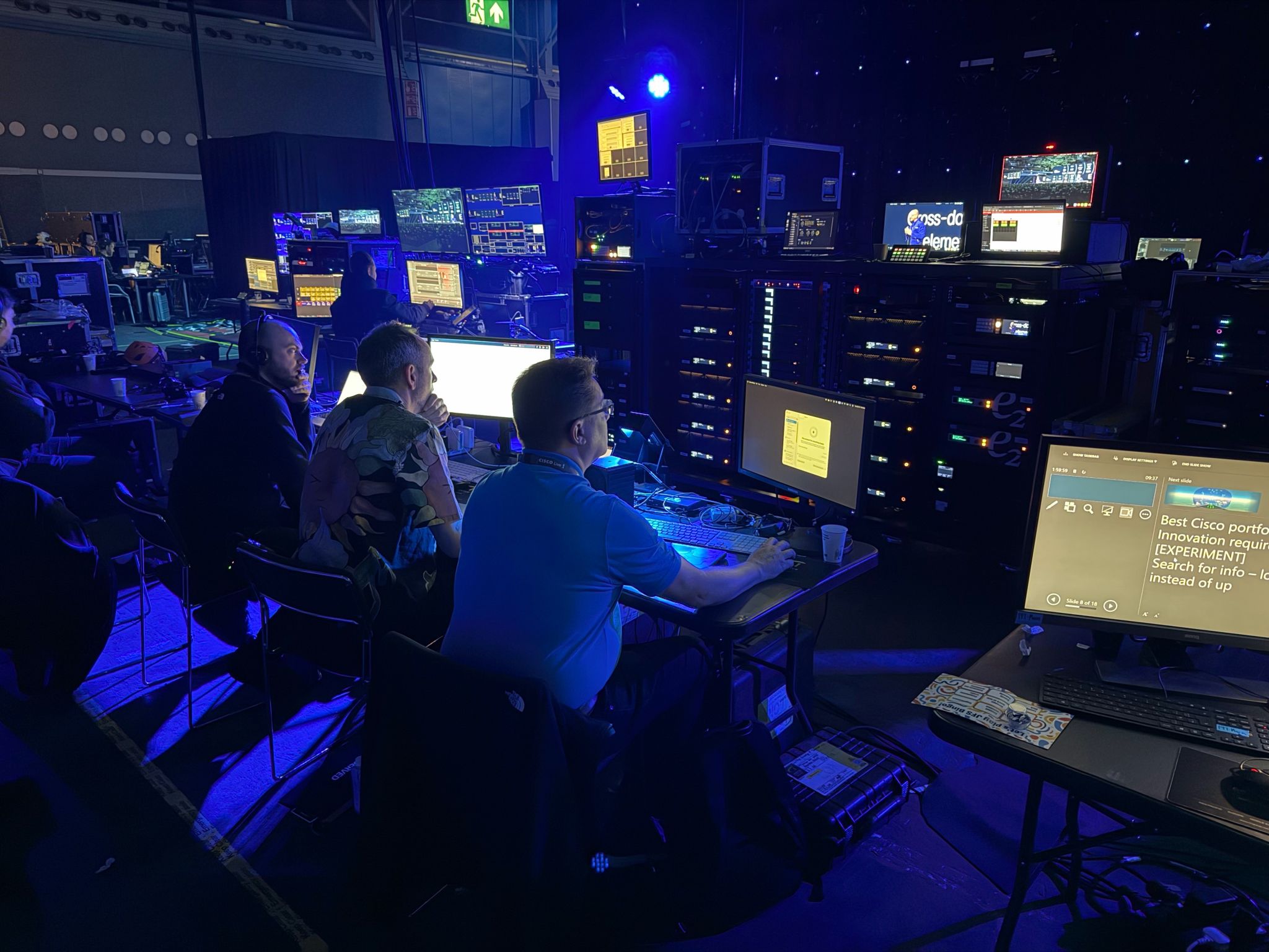 The production team operating the Cisco Live presentation backstage